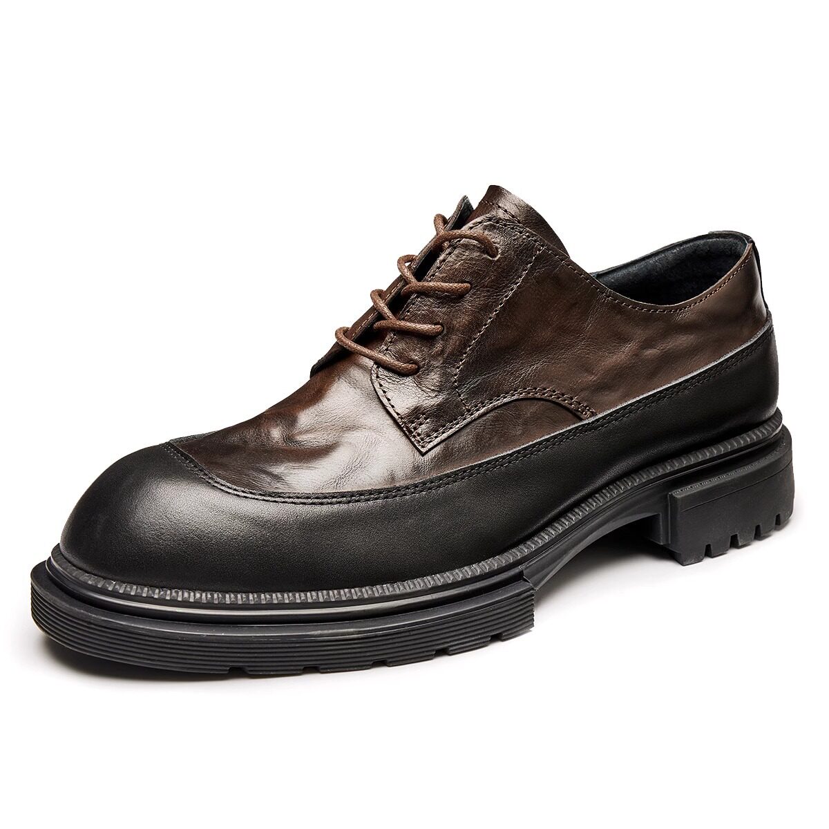 Men’s Genuine Leather Breathable Lace-Up Thick SoleCasual Shoes