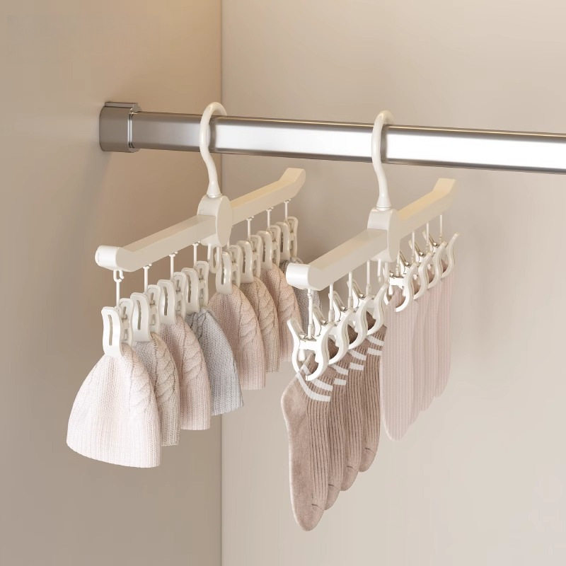 Sock Drying Rack Baby Clothes Hanger with Multiple Clips Children's Underwear Hanger Baby Household Gadget Multi-Clip Clothespin