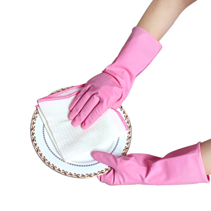 Qingqingmei dishwashing gloves household kitchen durable household rubber leather laundry female fleece-lined waterproof latex cleaning