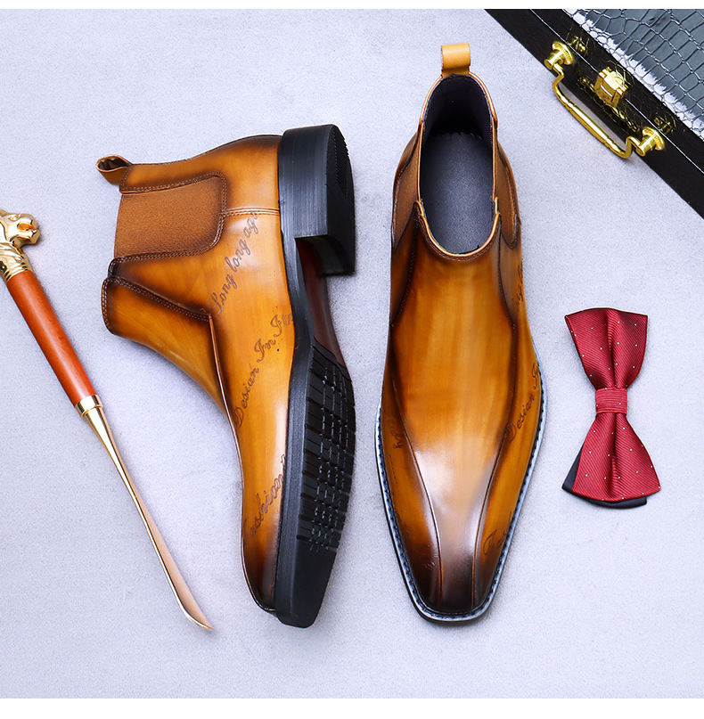 Giày Chelsea Boot nam cổ cao da bò thật phong cách công sở — Màu nâu, Màu đen, Màu cà phê