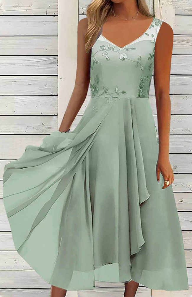 Chiffon and Mesh Sleeveless Dress Elegant Hollow Out Long Gown for Bridesmaids Perfect for Evening Events Wholesale
