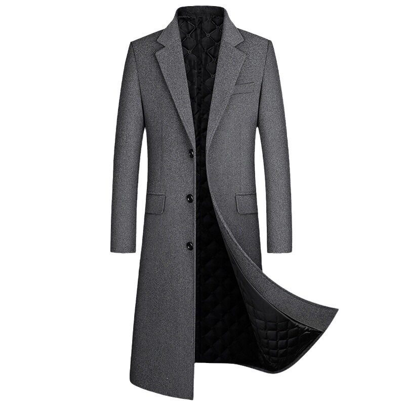 Mens Wool Blend Overcoat Mid Length Thickened Suit Collar Warm Fabric Autumn Winter Fashion Wholesale Available