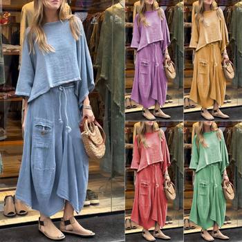 Amazon Explosions 2024 Spring and Autumn Cross-border New Foreign Trade Women's Casual Solid Color Loose Skirt Two-piece Suit
