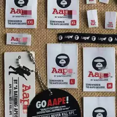 Ape head aape trademark tag packaging bag in stock washing label main label weaving label clothing accessories full set wholesale