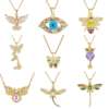 European and American Butterfly Necklace Women's All-match High-end Colorful Zircon Light Luxury Ins Clavicle Chain Titanium Steel Color-free Necklace
