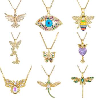 European and American Butterfly Necklace Women's All-match High-end Colorful Zircon Light Luxury Ins Clavicle Chain Titanium Steel Color-free Necklace