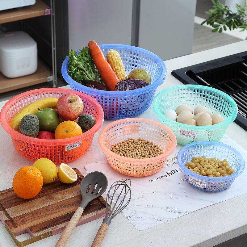 Vegetable Washing Basket Kitchen Vegetable Washing Basket Plastic Drain Basin Drain Basket Washing Household Sieve Thickened Fruit Water Filter Sieve Wholesale