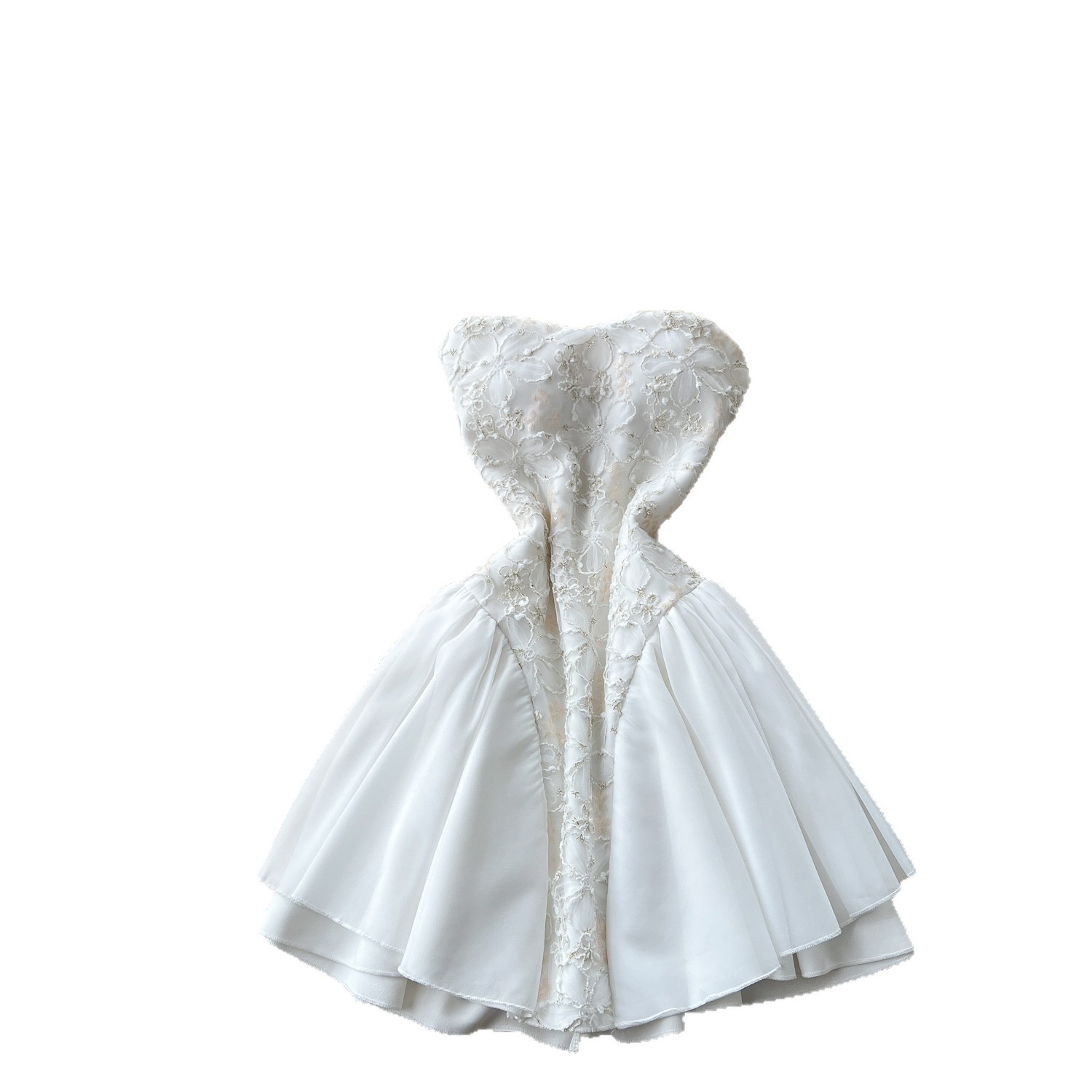 White Strapless A Line Dress for Women High Waist Slim Fit Lace Puff Skirt Summer Formal Wear Wholesale Available