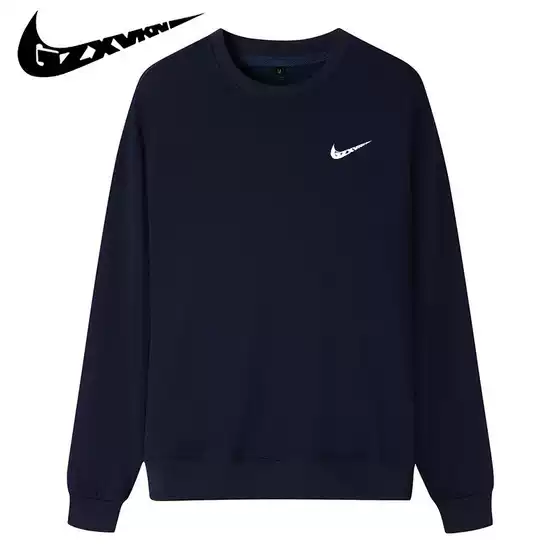 Men's Pure Cotton Round Neck Sweatshirt Men's Spring and Autumn Loose Large Size Solid Color Couple Sports Long-Sleeved T-Shirt Jacket Logo