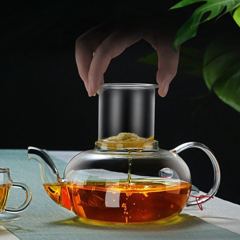 High Borosilicate High Temperature Resistant Transparent Glass Flower Teapot with Filter Liner Soaking Teapot Household Electric Pottery Stove Teapot