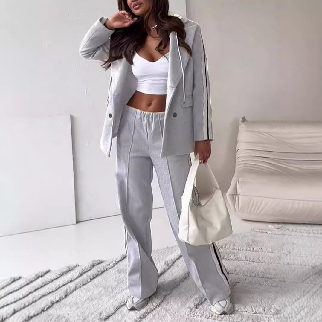 Hooded Sweater and Wide Leg Pants Set Casual Style Comfortable Fabric Autumn Winter Fashion Wholesale Available
