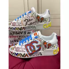 European and American DG Breathable Printed Trendy Shoes for Lovers Fashion Casual Board Shoes Fashionable Personalized Low-top Joker White Shoes