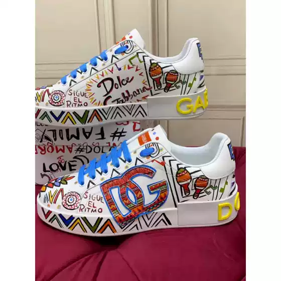 European and American DG Breathable Printed Trendy Shoes for Lovers Fashion Casual Board Shoes Fashionable Personalized Low-top Joker White Shoes