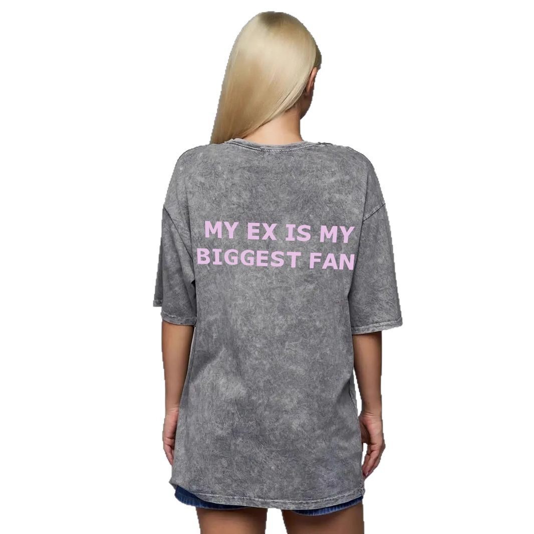 Loose Fit Graphic Print Short Sleeve T Shirt for Women Vintage Wash Design Summer Casual Wear OEM Available
