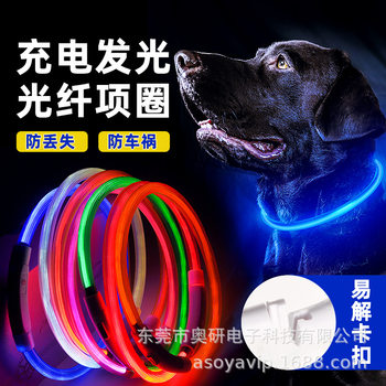 Carefully Selected USB Charging Luminous Dog Collar Led Pet Night Dog Walking Collar Dog Nameplate Nighttime Factory Direct Supply
