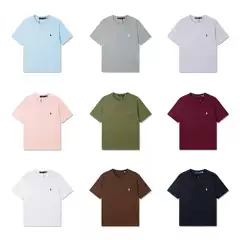 Cross-Border Foreign Trade Short-Sleeve Embroidered Pony Logo Summer Unisex Trendy Pure Cotton T-Shirt Fashionable and Versatile