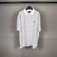 B-Brand High Version Paris 2025 New Striped Chest Wheat Ear Embroidery Polo Shirt Heavy Craftsmanship Slit Loose Short Sleeve