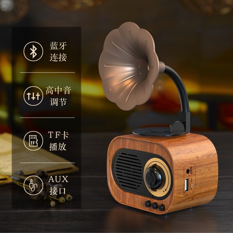 ของตกแต่งร้าน Yx ลำโพงเรโทรพร้อมช่องเสียบการ์ดและไดรฟ์ USB ฟอนографขนาดเล็ก วิทยุขนาดมินิ ลำโพงพกพาสำหรับใช้งานกลางแจ้ง