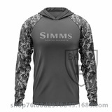 Камуфляжный рыболовный костюм Simms UPF50, футболка с длинными рукавами, толстовка с капюшоном, быстросохнущий дышащий солнцезащитный крем, летний мужской костюм для морской рыбалки