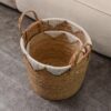 Scandinavian Straw Woven Satchel Storage Basket Home Decoration Storage Basket Cattail Woven Storage Dirty Clothes Storage Basket