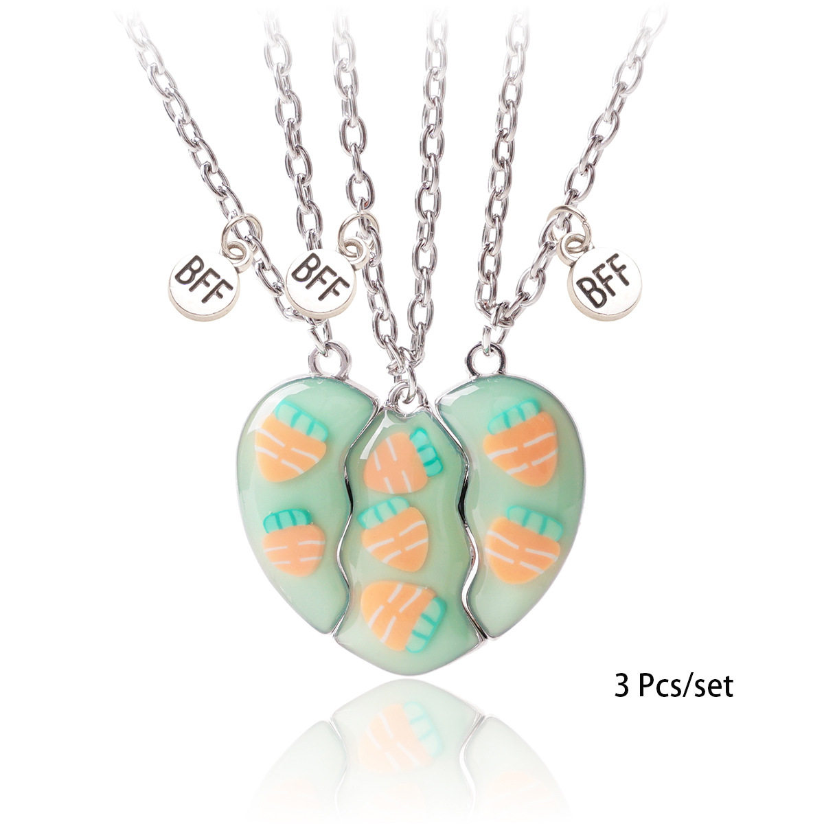 厂家供应儿童项链海豚滴油创意磁铁拼接爱心项链 拼接爱心礼物