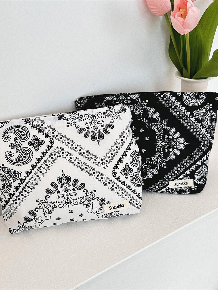 3432 Ins Floral Cosmetic Bag Water Lotion Skin Care Large Capacity Zipper Storage Bag Shopping Clutch Bag