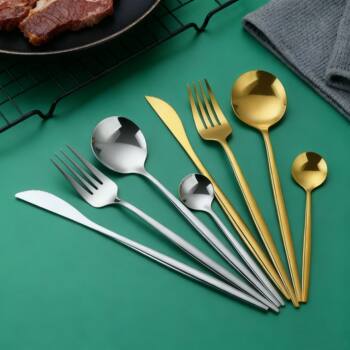 Cross-Border Amazon Stainless Steel Portuguese Western Tableware 4-Piece Gift Box Logo Steak Knife, Fork and Spoon Set Dessert