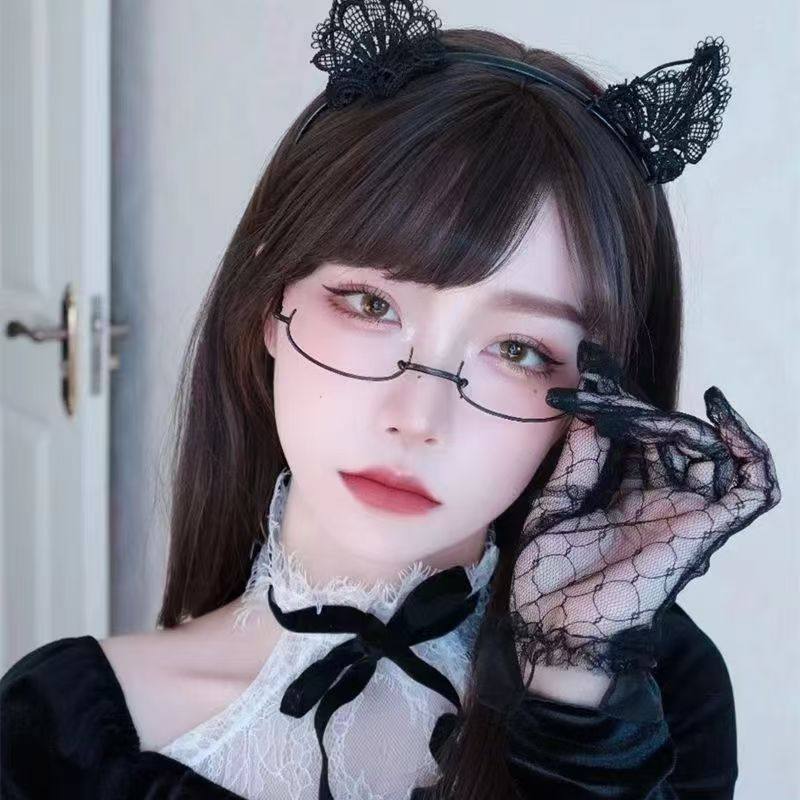 Cosplay Lower Half Frame Abstinence Style Decorative Glasses Popular Frameless Two-Dimensional Royal Sister Jk Soft Girl Frame