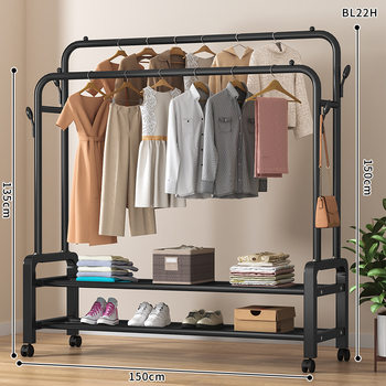Household Clothes Drying Rack Floor-Standing Bedroom Small Clothes Hanging Rack Simple Dormitory Indoor Foldableing Storage Clothes Drying Rod