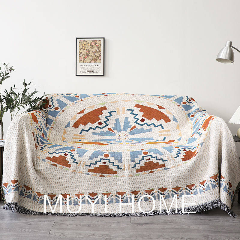 Bohemian Blanket Cover Sofa Towel Cotton and Linen Fabric Sofa Cover Sofa Protective Cover Dust Blanket Cover Towel Cover