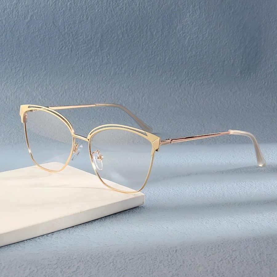 New fashion color-changing anti-blue light flat mirror women's fashion personality metal double beam metal glasses frame cross-border hot-selling