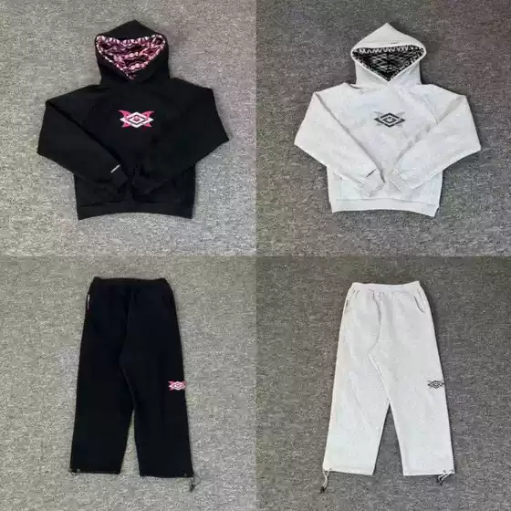 Cross-Border Foreign Trade American Fashion Brand Mertra Collaboration Embroidered Logo Fleece-Lined Hooded Sweatshirt and Loose Casual Pants Set