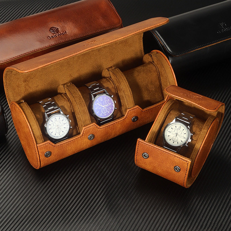 Brown and Black Portable Cross-Border Watch Box Storage Box Watch Display Box Strap Mechanical Watch Jewelry Box