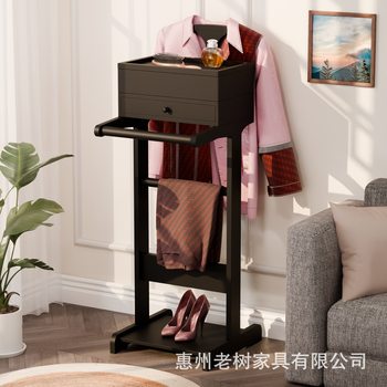 Simple Vertical Solid Wood Clothes Hanger Floor Bedroom Coat Rack American Style Household Mobile Wooden Clothes Storage Rack