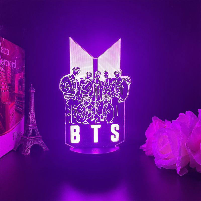 Usb night light BTS bulletproof youth group photo logo fans should help the surrounding colorful standing brand atmosphere light surrounding