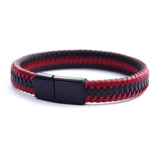 Cross-border new Amazon European and American men's magnetic buckle bracelet retro woven leather rope magnet buckle bracelet a generation of hair