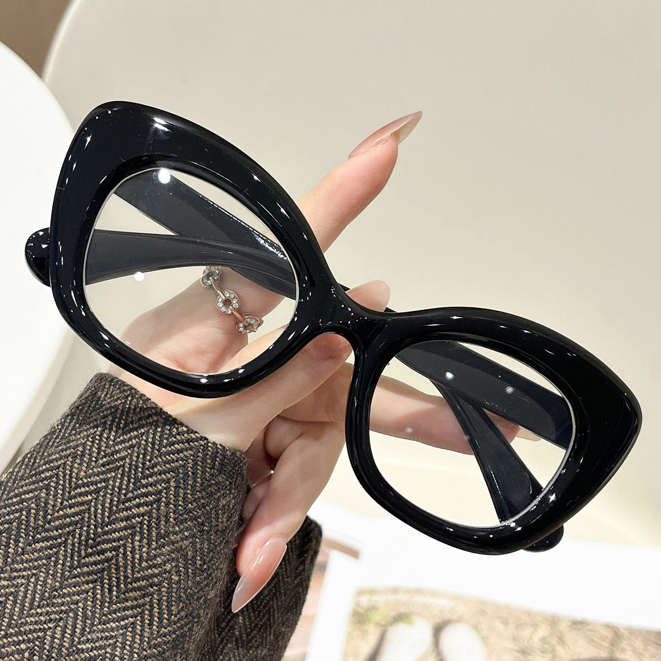 Retro Leopard Print Butterfly Frame Glasses 2025 New High-End Cat-Eye Flat Mirror Cross-Border Internet Celebrity Fashion Glasses Frame