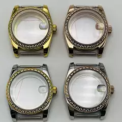 Nh35 Log Diamond-Encrusted Transparent Bottom Case Stainless Steel Case Sapphire Glass Suitable for 36 Movement Accessories