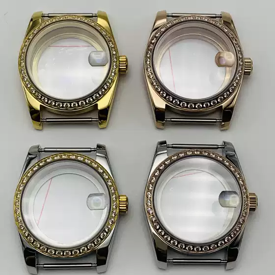 Nh35 Log Diamond-Encrusted Transparent Bottom Case Stainless Steel Case Sapphire Glass Suitable for 36 Movement Accessories