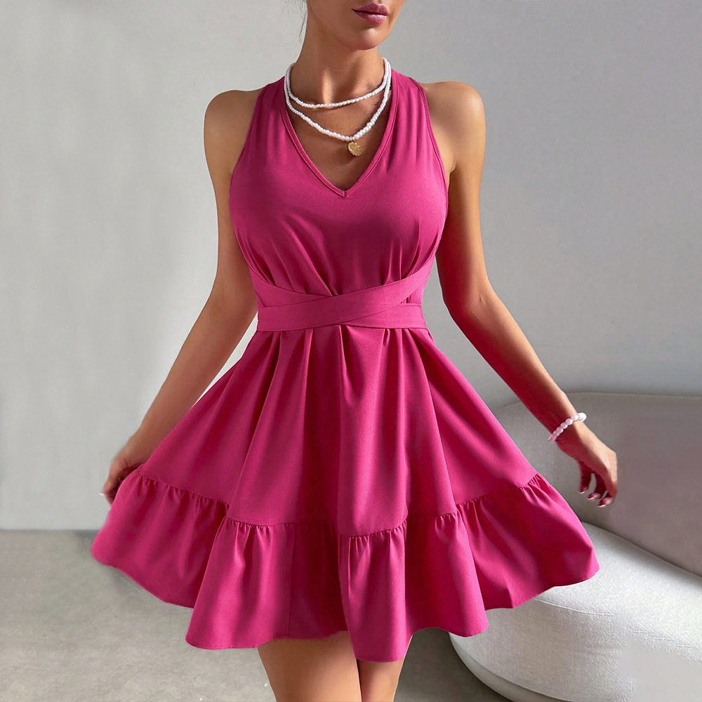 Backless A Line Mini Dress High Waist Halter Neck Summer Fashion Perfect for Parties and Night Out Wholesale