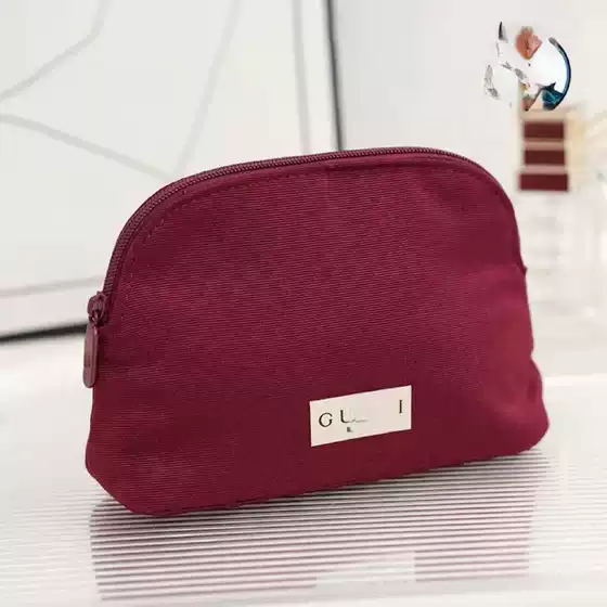 Gujia Burgundy Horizontal Stripes New Shell-Shaped Fashion Version Cosmetic Bag Lipstick Gift Bag
