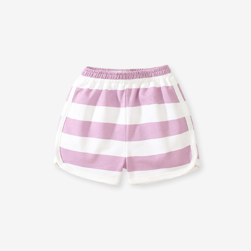 Style Girls' Set, Summer Cartoon Striped Kids' Outfit, Cute Baby Wear