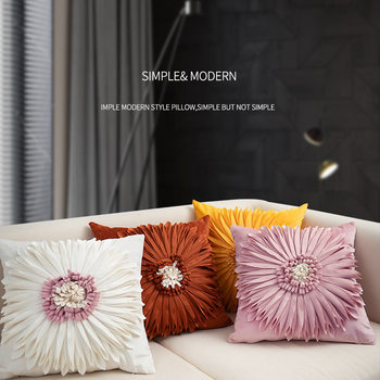 New Simple Isn Style Flower Series Pillow Dutch Velvet Cushion Cover Living Room Sofa Sunflower Modern Simple