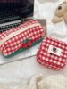 5222 New Knitted Cherry Plaid Student Stationery Pencil Bag Multifunctional Storage Cosmetic Bag Portable Sanitary Bag