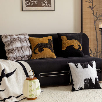 Antique Light Luxury Sofa Pillowcase New Chinese Modern Simple Model Room Decoration Pillow Bedside Cushion Backrest