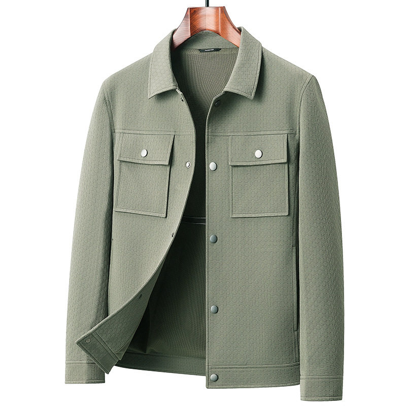Áo Khoác Giữ Ấm Nam Cổ Bẻ Dáng Bomber Phong Cách Công Sở Màu Xanh, Trắng, Đen