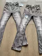 Jixuan's American-Style Washed Black Denim 3.0 Clean Fit Straight-Leg Slightly Flared High Street Vibe Style Black and Gray Jeans