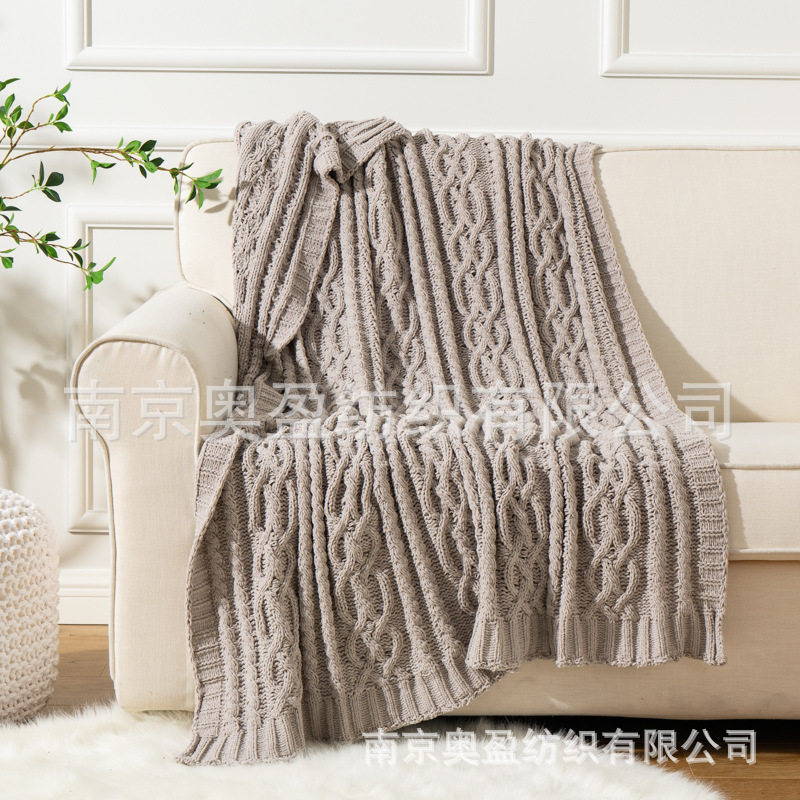 Nordic Light Luxury Chenille Sofa Blanket Throw Blanket Nap Blanket Thick Knit High Weight Blanket Cover Blanket