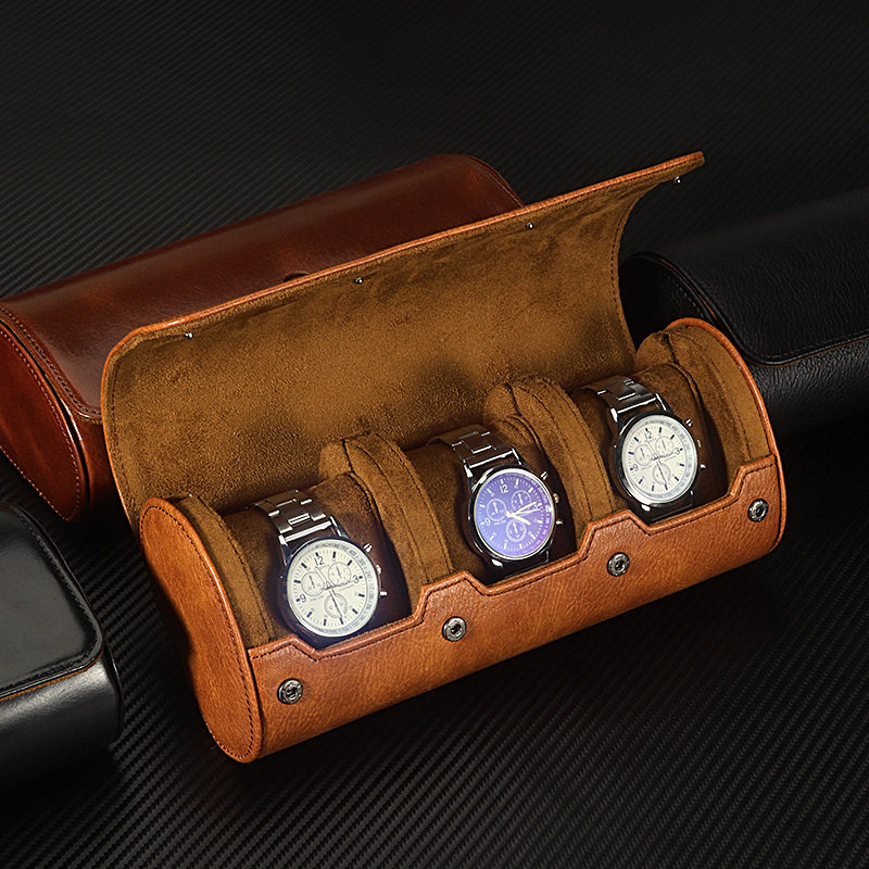 Brown and Black Portable Cross-Border Watch Box Storage Box Watch Display Box Strap Mechanical Watch Jewelry Box