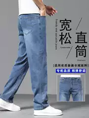2026 New Summer Thin High-End Men's Jeans High-Waisted Straight Loose Stretch Business Casual Men's Pants